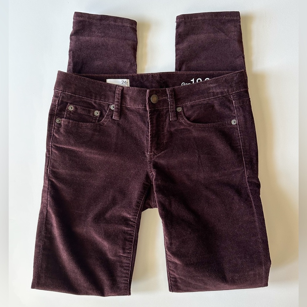 GAP Dark Plum Purple Brown Velvet Skinny Jeans